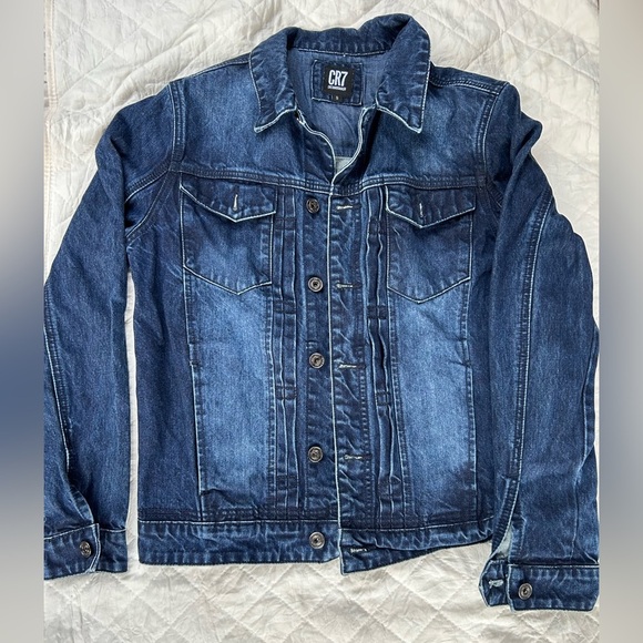CR7 Celebrity Denim Men's Blue Denim Bomber Jacket - Picture 2 of 9